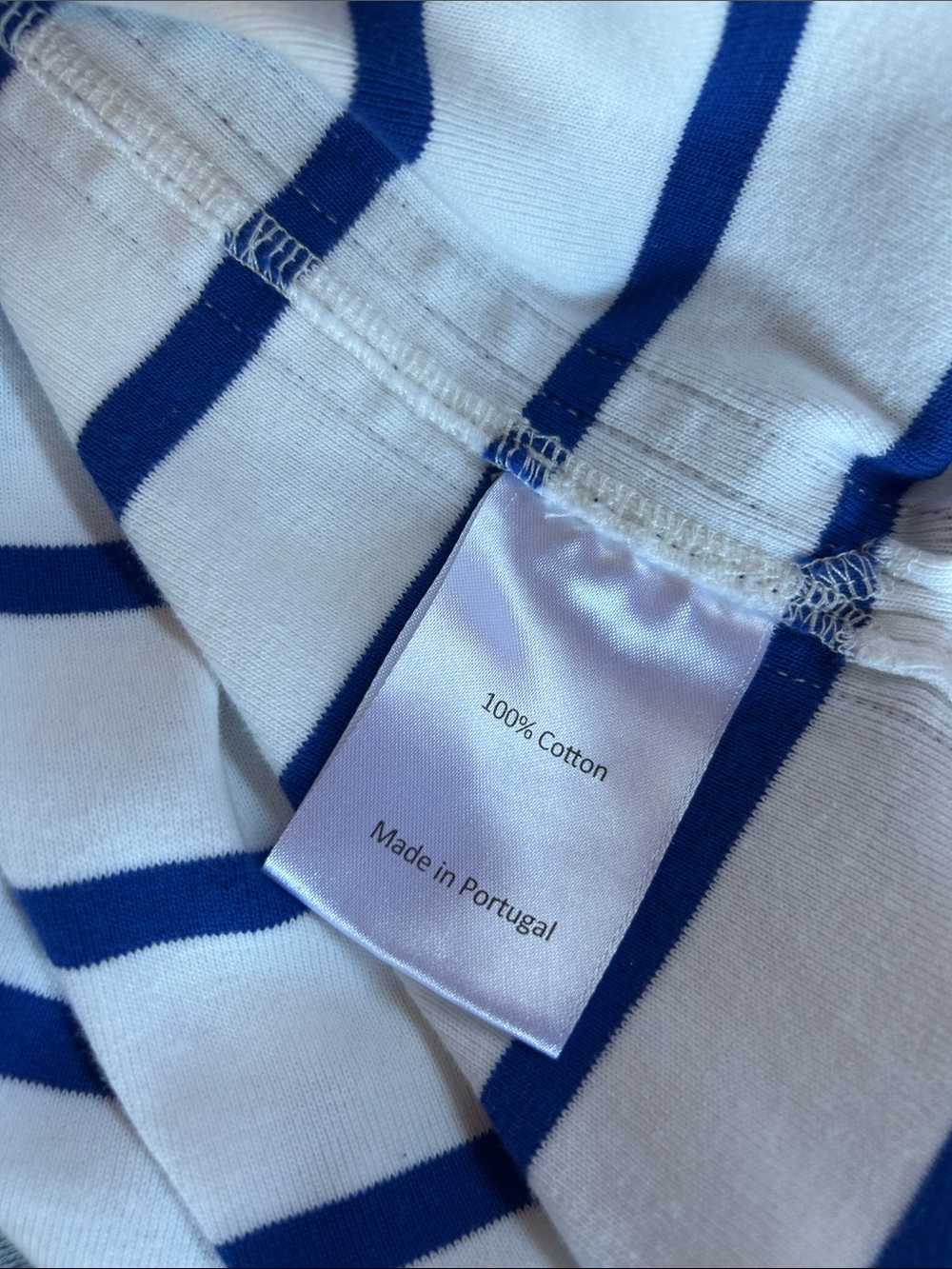 La Ligne Long Sleeve Breton Tee, Cobalt Blue/Ivory, Size Large - Picture 9 of 10